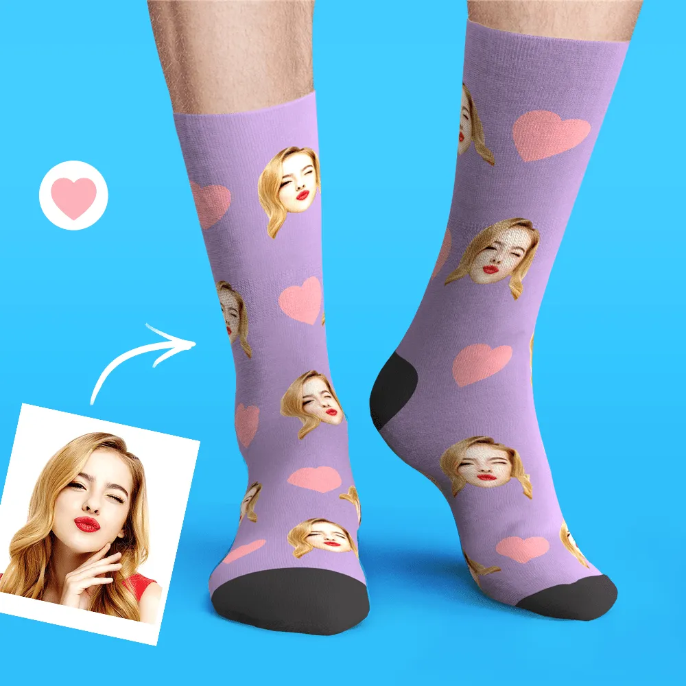 20% Off Custom Emoticons Face Socks 3D Preview Gifts for Her Love Heart 4 Colors