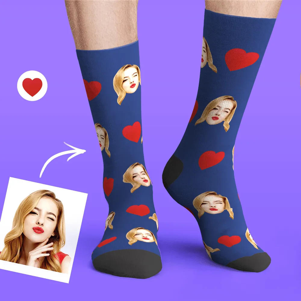 20% Off Custom Emoticons Face Socks 3D Preview Gifts for Her Love Heart 4 Colors