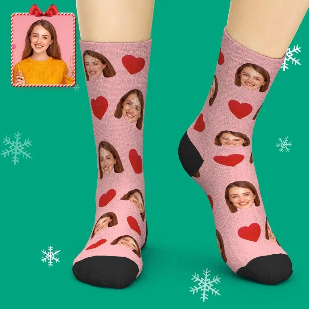 20% Off Custom Emoticons Face Socks 3D Preview Gifts for Her Love Heart 4 Colors