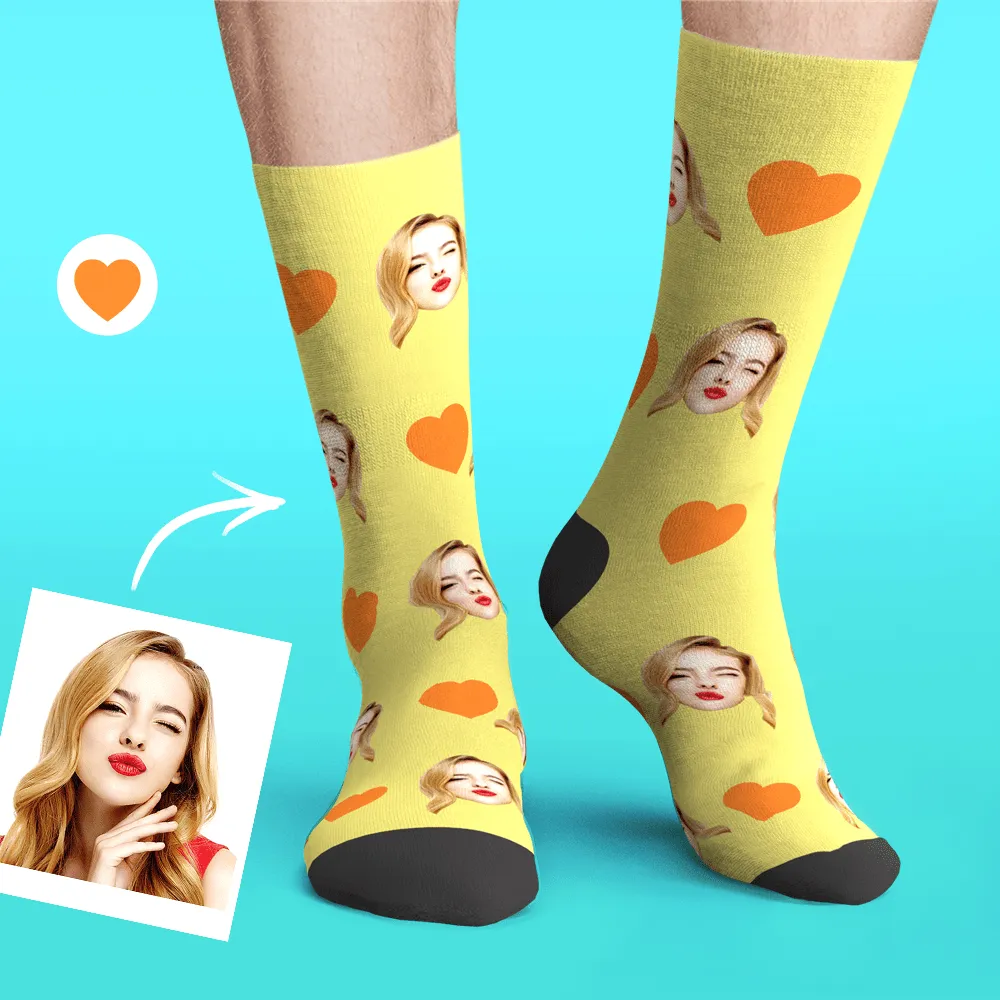 20% Off Custom Emoticons Face Socks 3D Preview Gifts for Her Love Heart 4 Colors