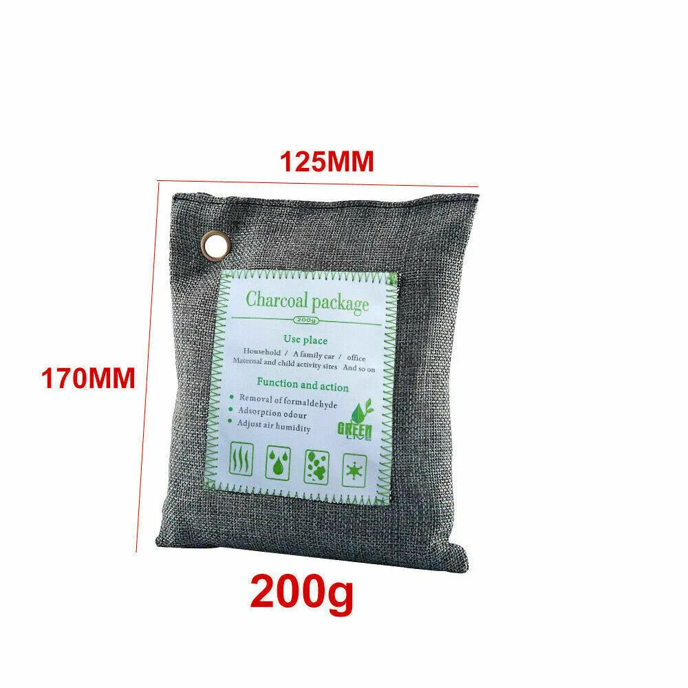5PCS Air Purifying Bags Activated Bamboo Charcoal Freshener for Car, Home & Shoes 200g
