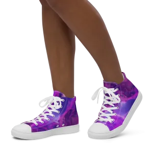 'Almost A Sky' Nebula Style Design Women’s high top canvas shoes