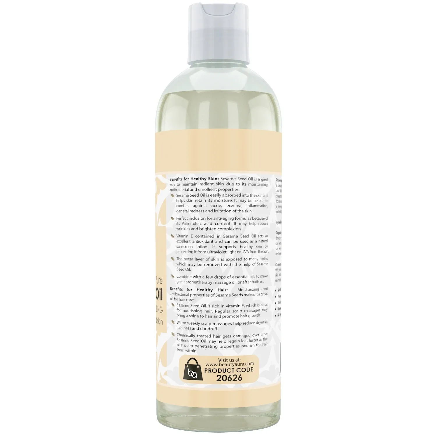 Beauty Aura Sesame Seed Oil | 16 Fl. Oz (473 ml) | Healing & Moisturizing