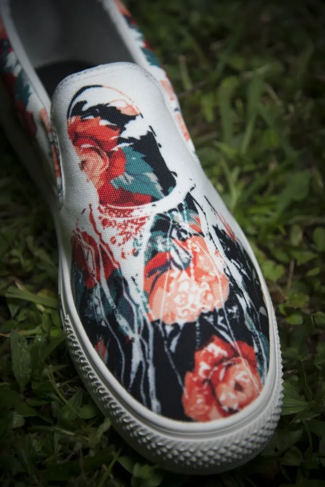 Biggie Floral Print Canvas Men's Slip On Low-Top