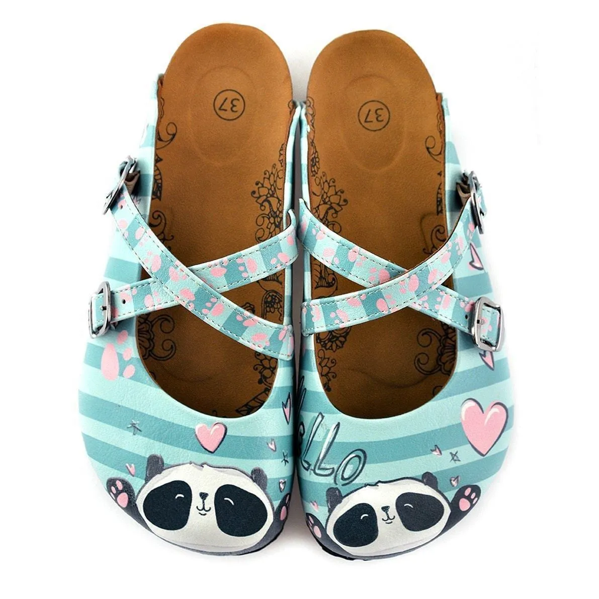 Blue & Pink Panda Clogs WCAL122