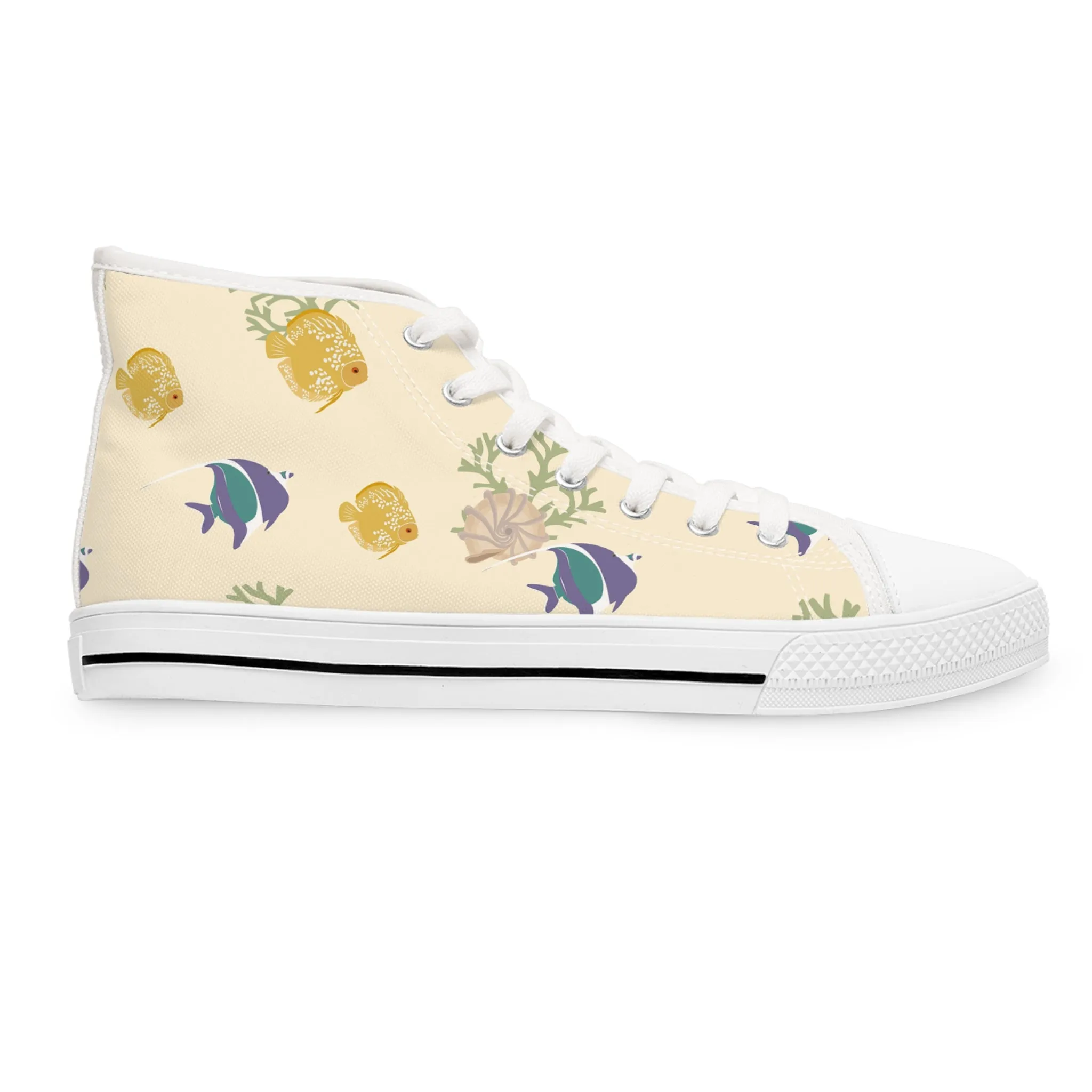 Colorful Fish Background Women's High Top Sneakers