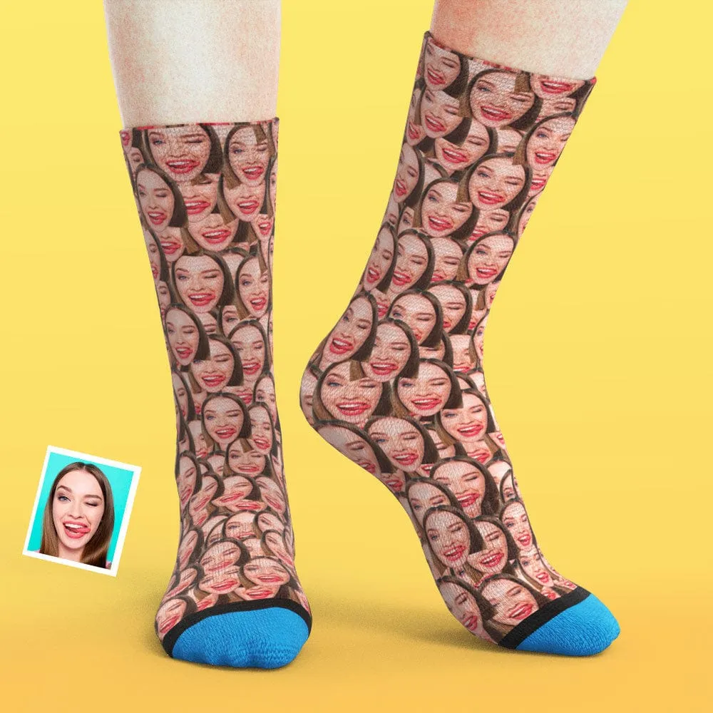Custom Face Socks 3D Digital Printed Socks Add Pictures and Name - Face Mash