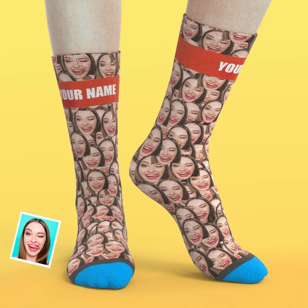 Custom Face Socks 3D Digital Printed Socks Add Pictures and Name - Face Mash