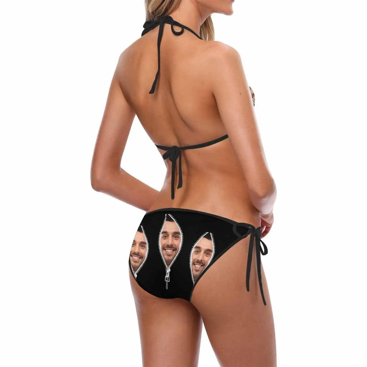 Custom Zipper Bikini Personalized Swimwear Photo Swimsuit Valentine's Day Gifts For Girlfriend