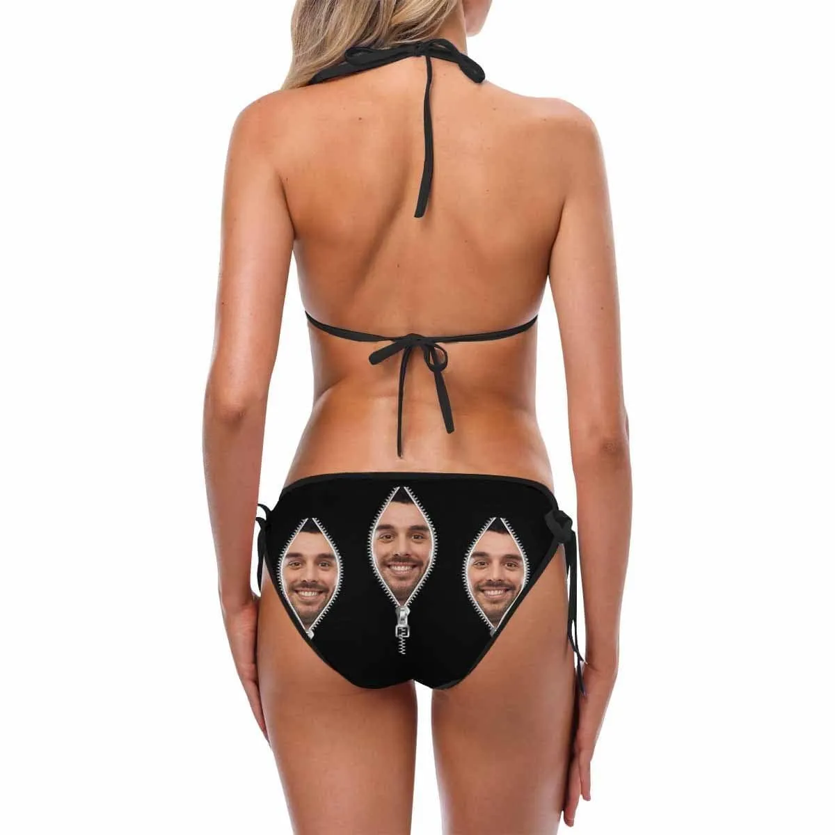 Custom Zipper Bikini Personalized Swimwear Photo Swimsuit Valentine's Day Gifts For Girlfriend