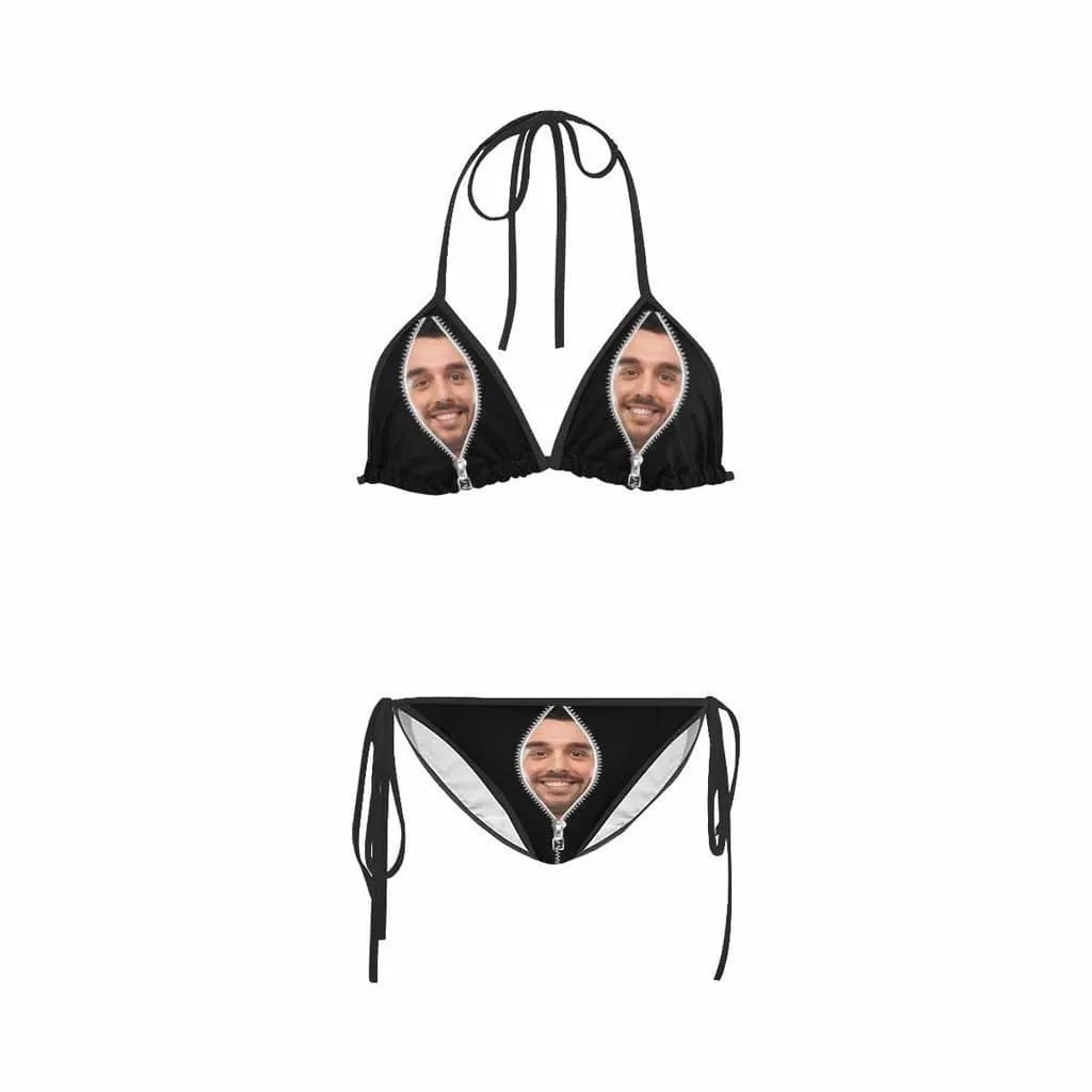 Custom Zipper Bikini Personalized Swimwear Photo Swimsuit Valentine's Day Gifts For Girlfriend