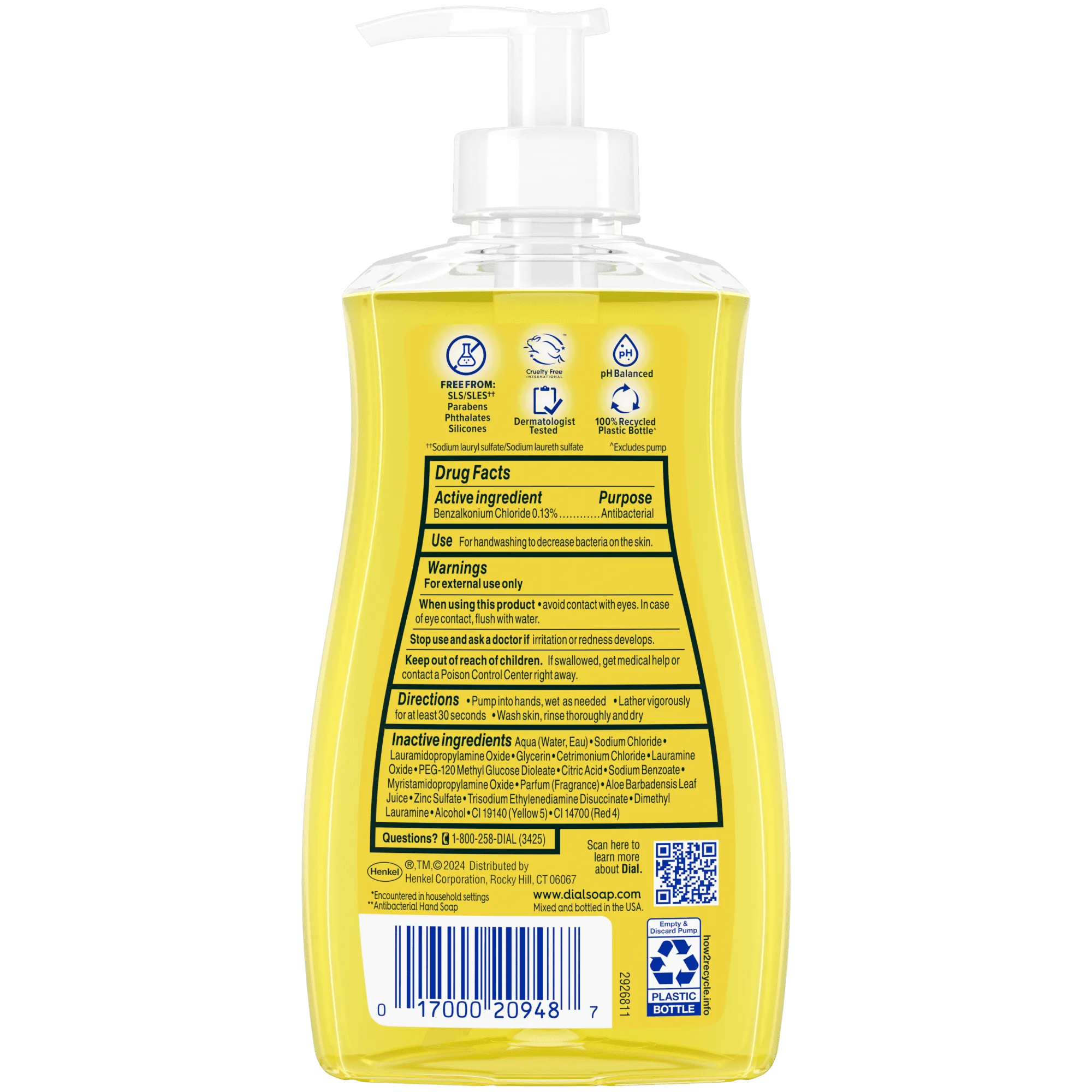 Dial Antibacterial Liquid Hand Soap, Lemon & Sage, 11 fl oz