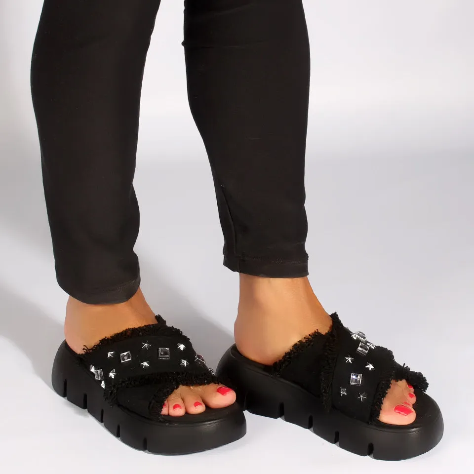 elegent women slipper/ black/ made in turkey -7769