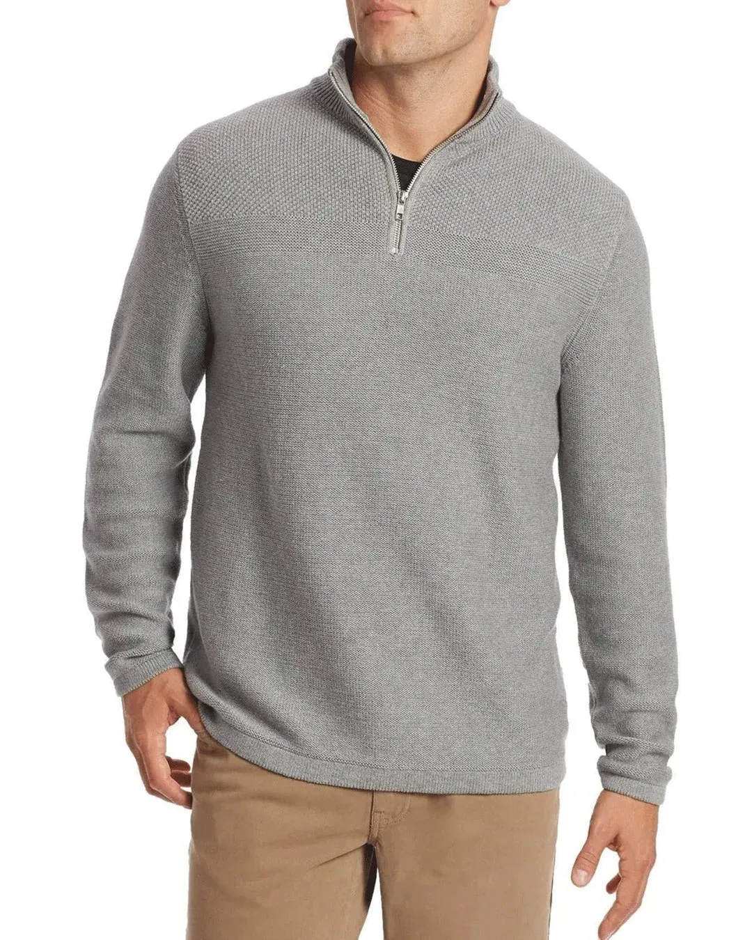 Flag & Anthem Light Grey 1/2 Zip Henryville Mockneck Sweater