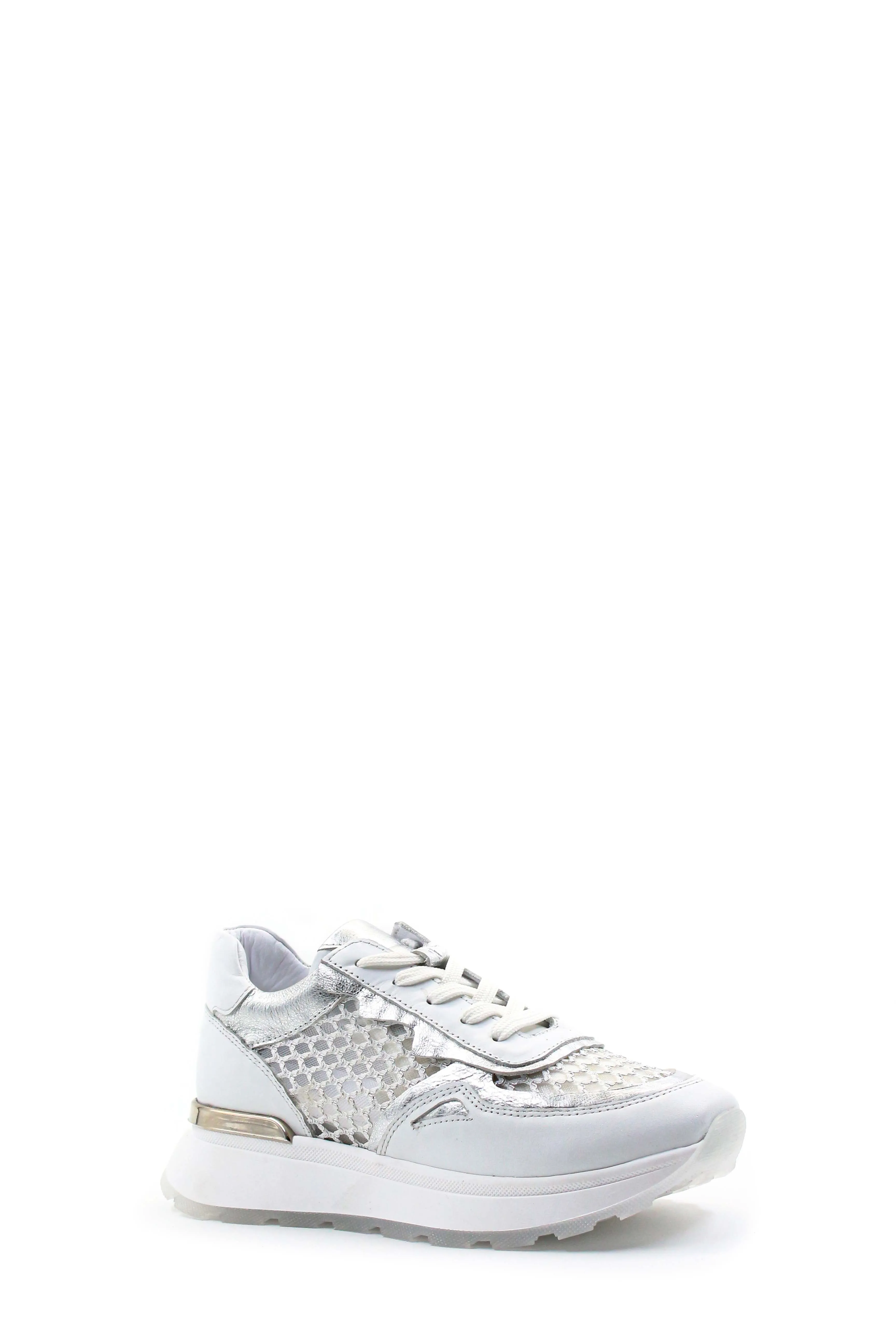 FST Genuine Leather Women's Casual Shoes 757ZA24051 White Silver - Grand Rapids