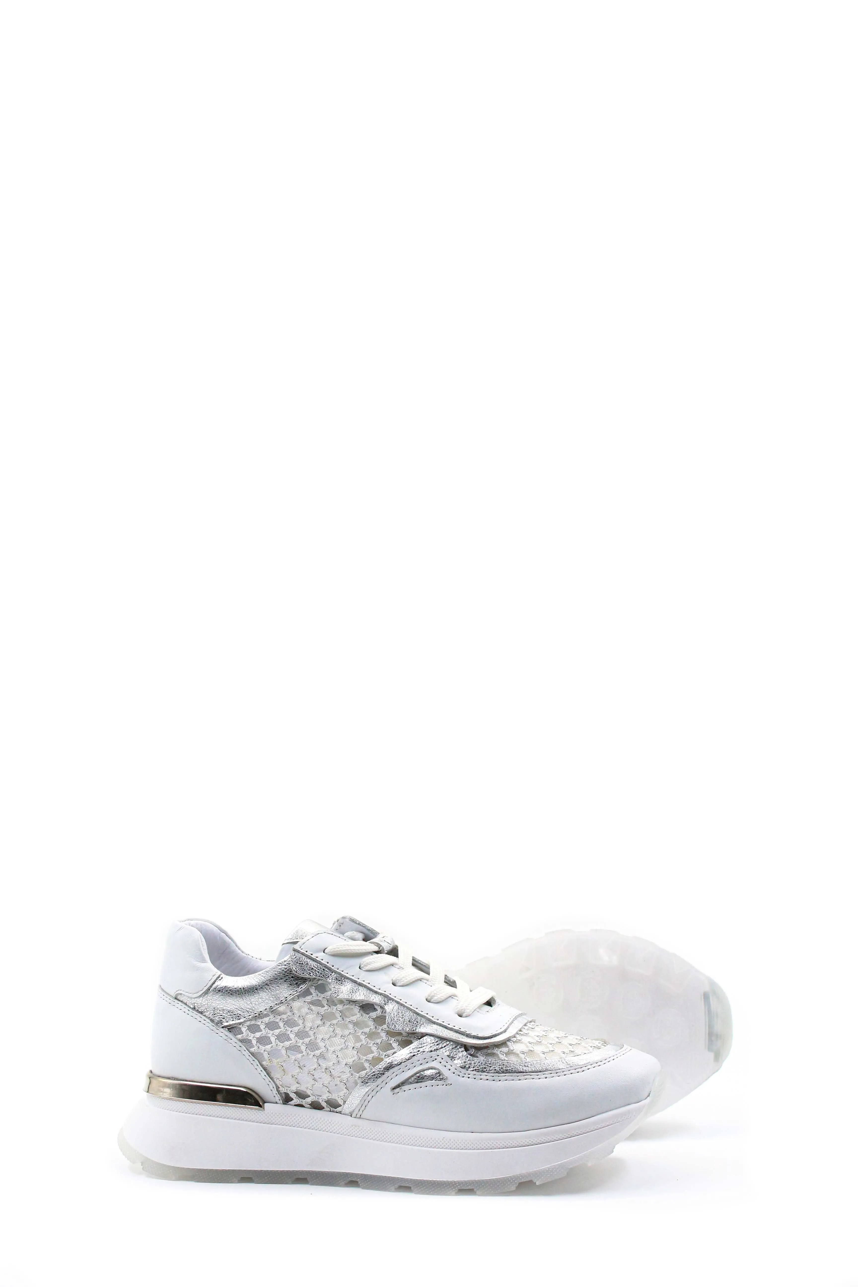 FST Genuine Leather Women's Casual Shoes 757ZA24051 White Silver - Grand Rapids