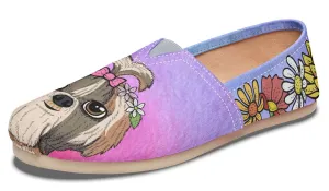 Fun Floral Shih Tzu Casual Shoes