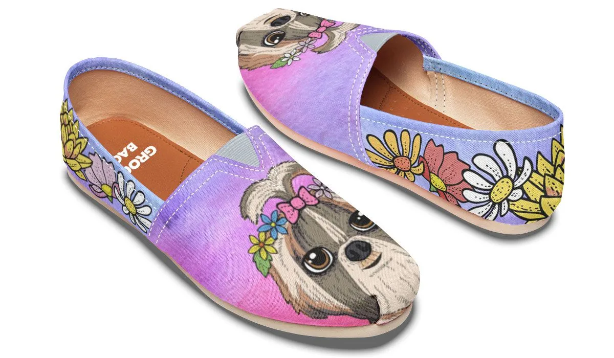 Fun Floral Shih Tzu Casual Shoes