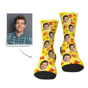 Funny Gift For Friend Personalized Socks with Chips & Drink