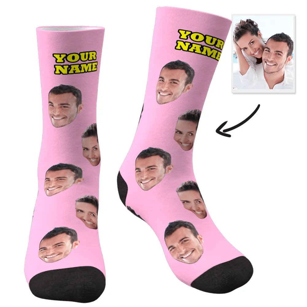Halloween's Gifts Custom Face Socks With Your Text 3D Preview Colorful Socks