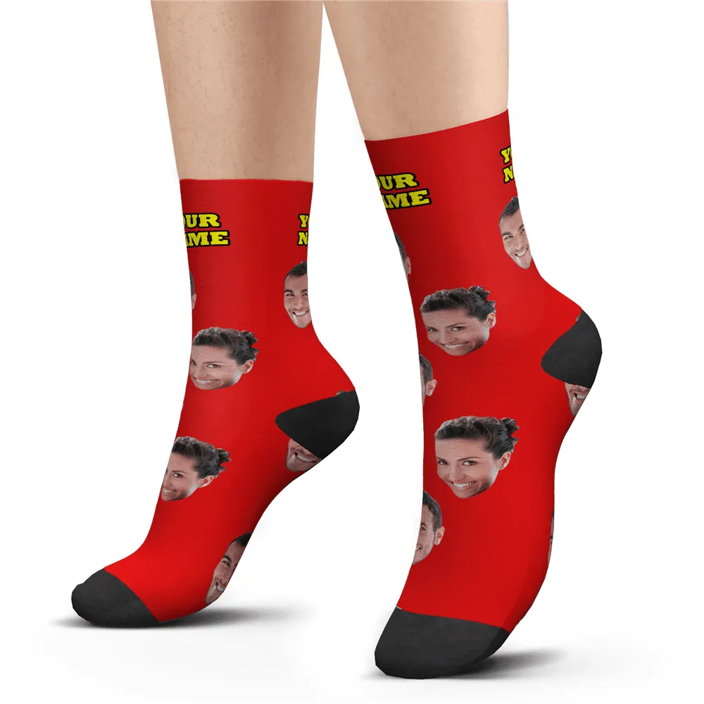 Halloween's Gifts Custom Face Socks With Your Text 3D Preview Colorful Socks