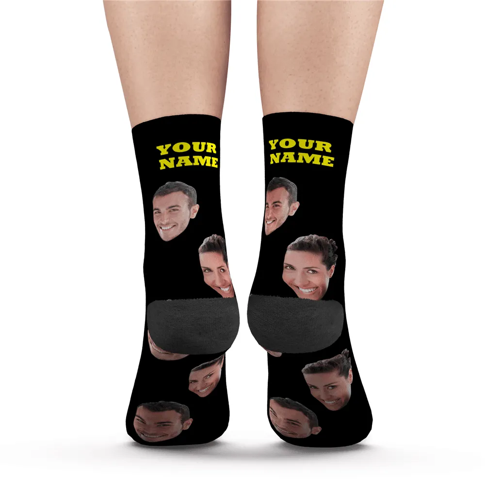 Halloween's Gifts Custom Face Socks With Your Text 3D Preview Colorful Socks