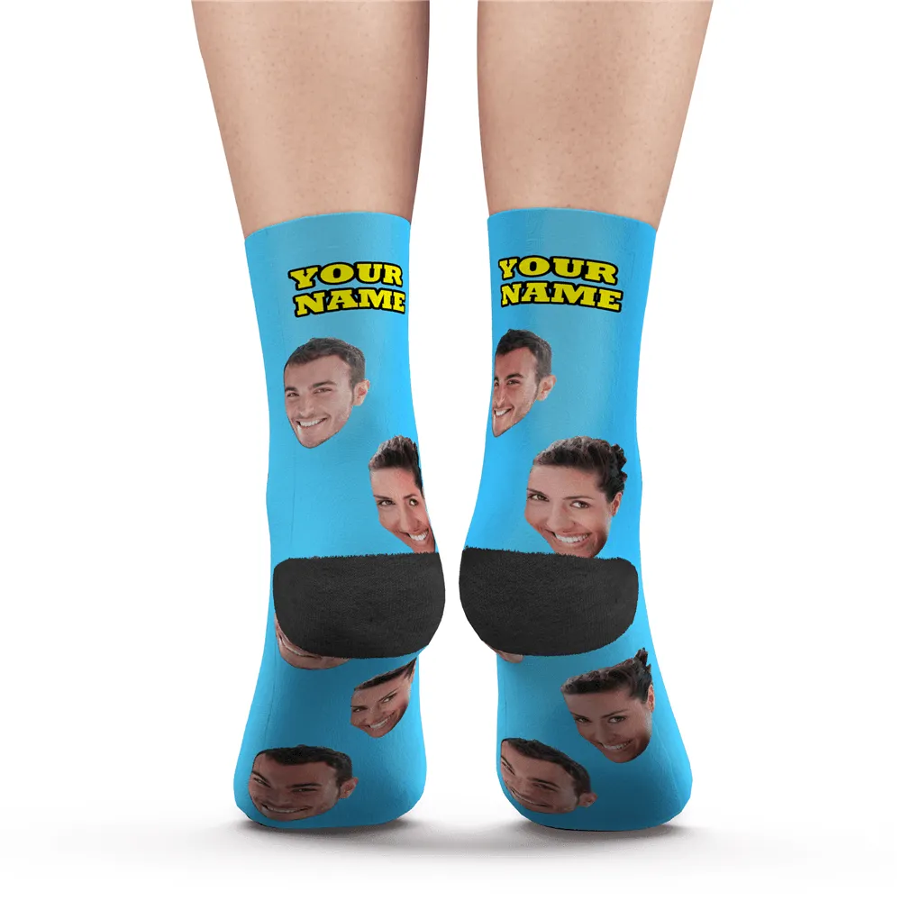 Halloween's Gifts Custom Face Socks With Your Text 3D Preview Colorful Socks