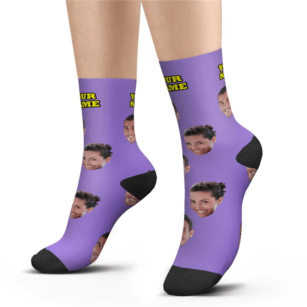 Halloween's Gifts Custom Face Socks With Your Text 3D Preview Colorful Socks