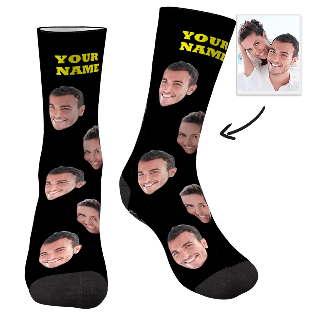 Halloween's Gifts Custom Face Socks With Your Text 3D Preview Colorful Socks