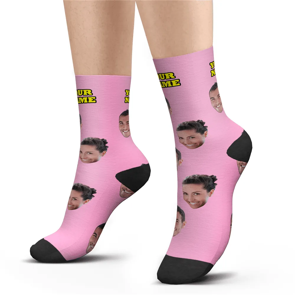 Halloween's Gifts Custom Face Socks With Your Text 3D Preview Colorful Socks