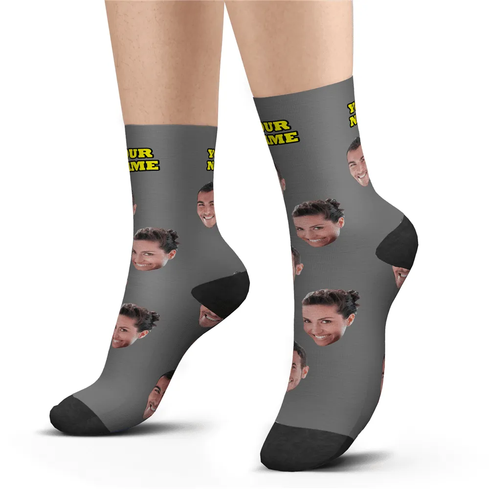 Halloween's Gifts Custom Face Socks With Your Text 3D Preview Colorful Socks