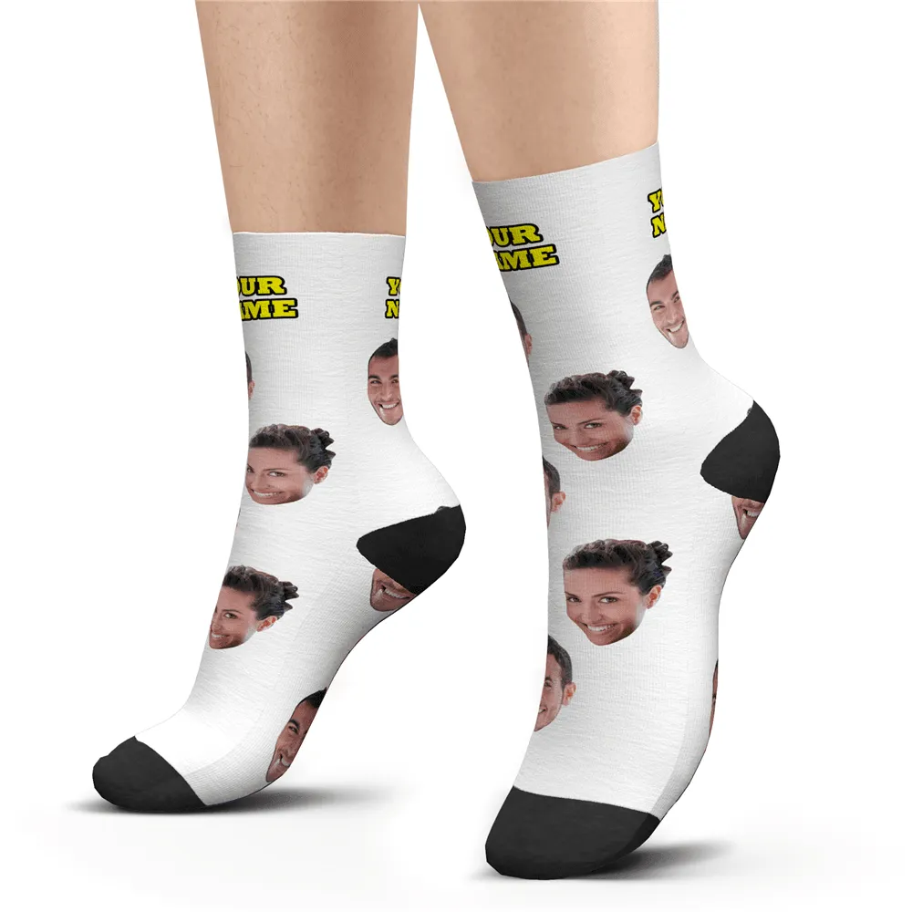 Halloween's Gifts Custom Face Socks With Your Text 3D Preview Colorful Socks