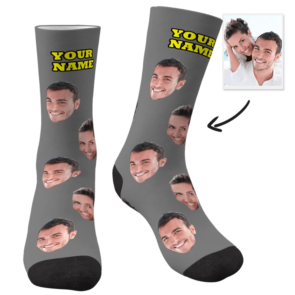 Halloween's Gifts Custom Face Socks With Your Text 3D Preview Colorful Socks