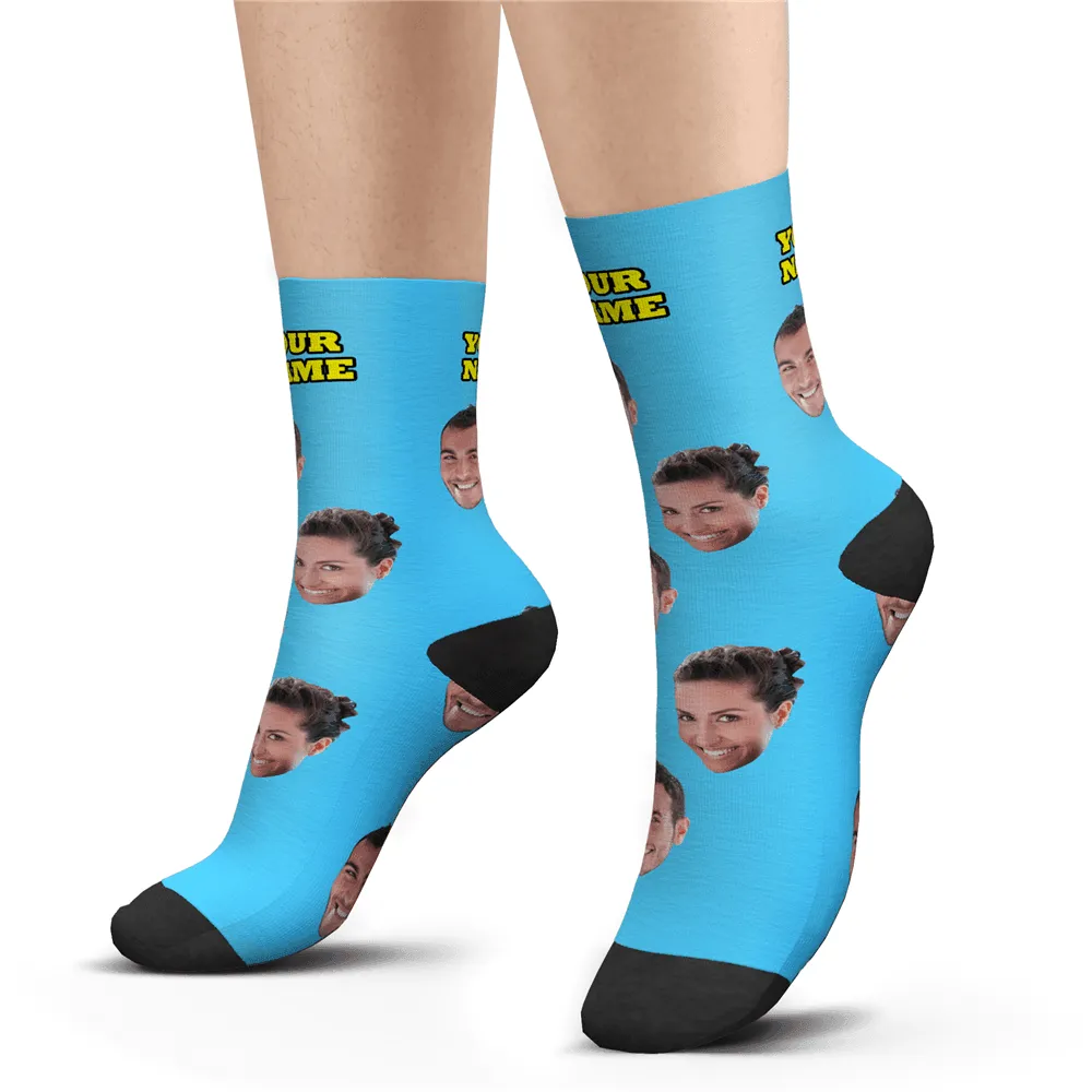 Halloween's Gifts Custom Face Socks With Your Text 3D Preview Colorful Socks
