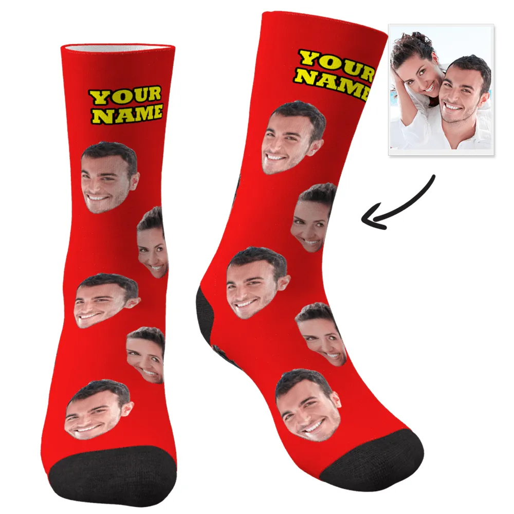 Halloween's Gifts Custom Face Socks With Your Text 3D Preview Colorful Socks