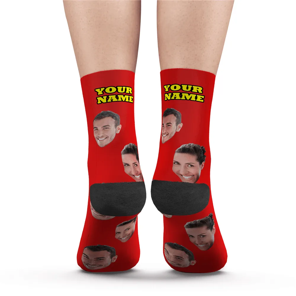 Halloween's Gifts Custom Face Socks With Your Text 3D Preview Colorful Socks