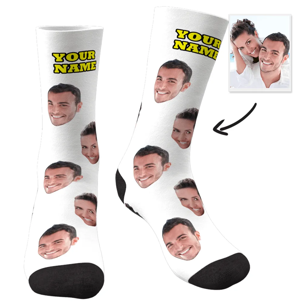 Halloween's Gifts Custom Face Socks With Your Text 3D Preview Colorful Socks