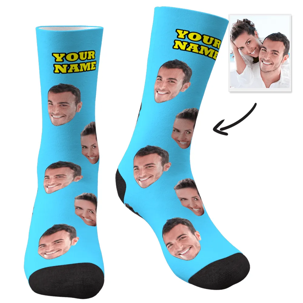 Halloween's Gifts Custom Face Socks With Your Text 3D Preview Colorful Socks