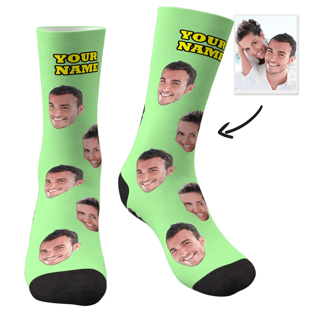 Halloween's Gifts Custom Face Socks With Your Text 3D Preview Colorful Socks