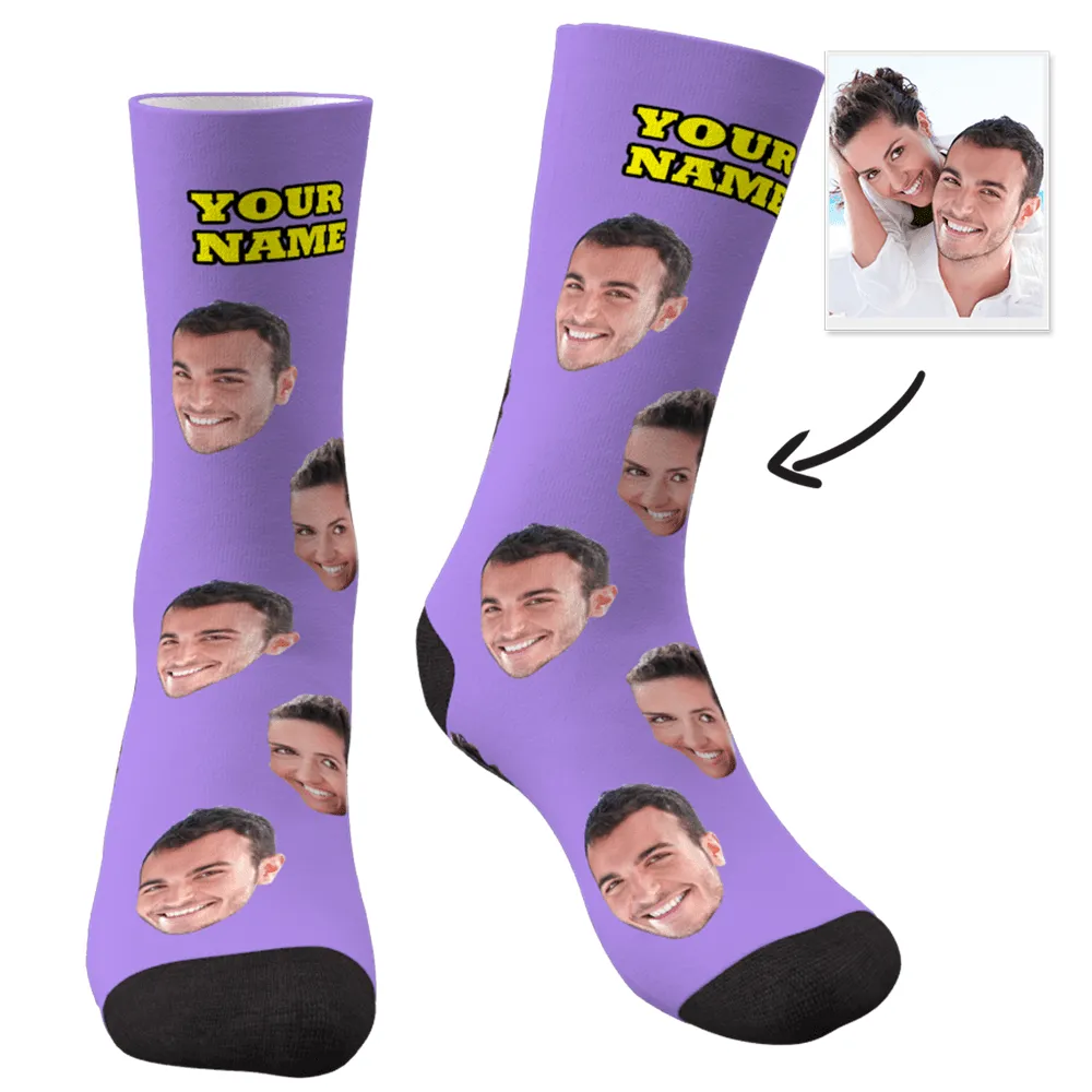 Halloween's Gifts Custom Face Socks With Your Text 3D Preview Colorful Socks