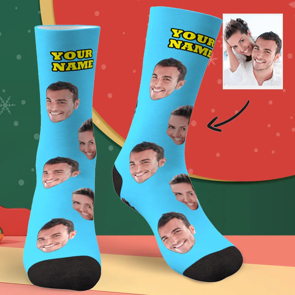 Halloween's Gifts Custom Face Socks With Your Text 3D Preview Colorful Socks