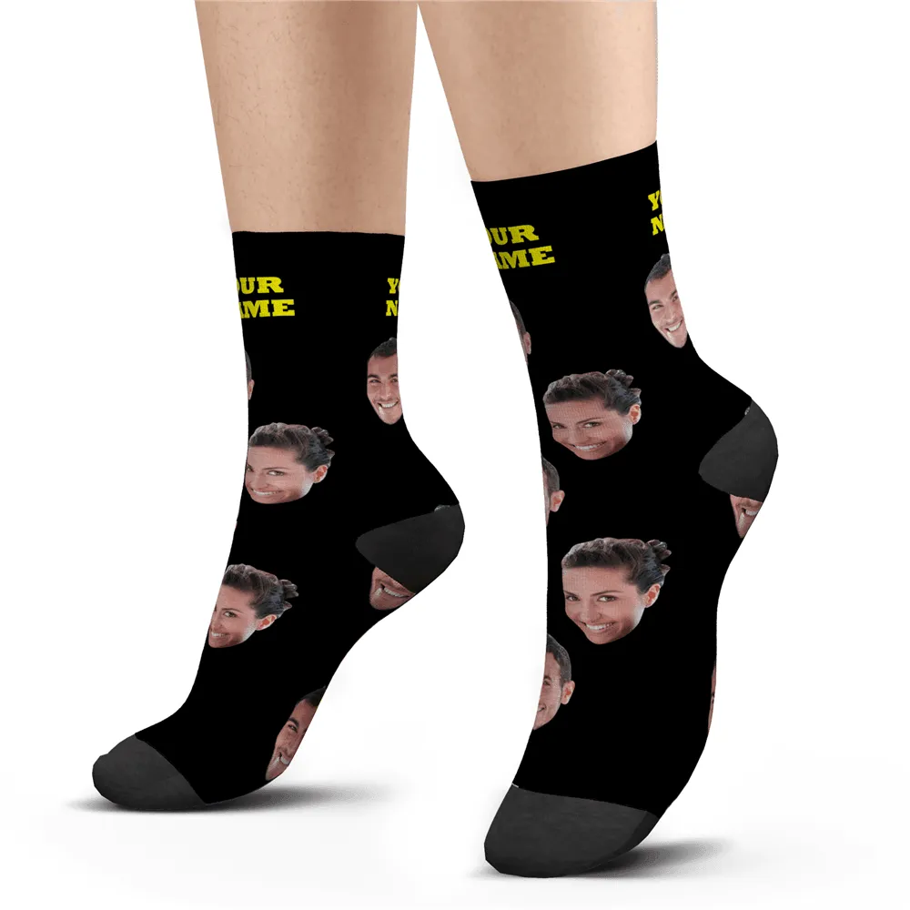 Halloween's Gifts Custom Face Socks With Your Text 3D Preview Colorful Socks