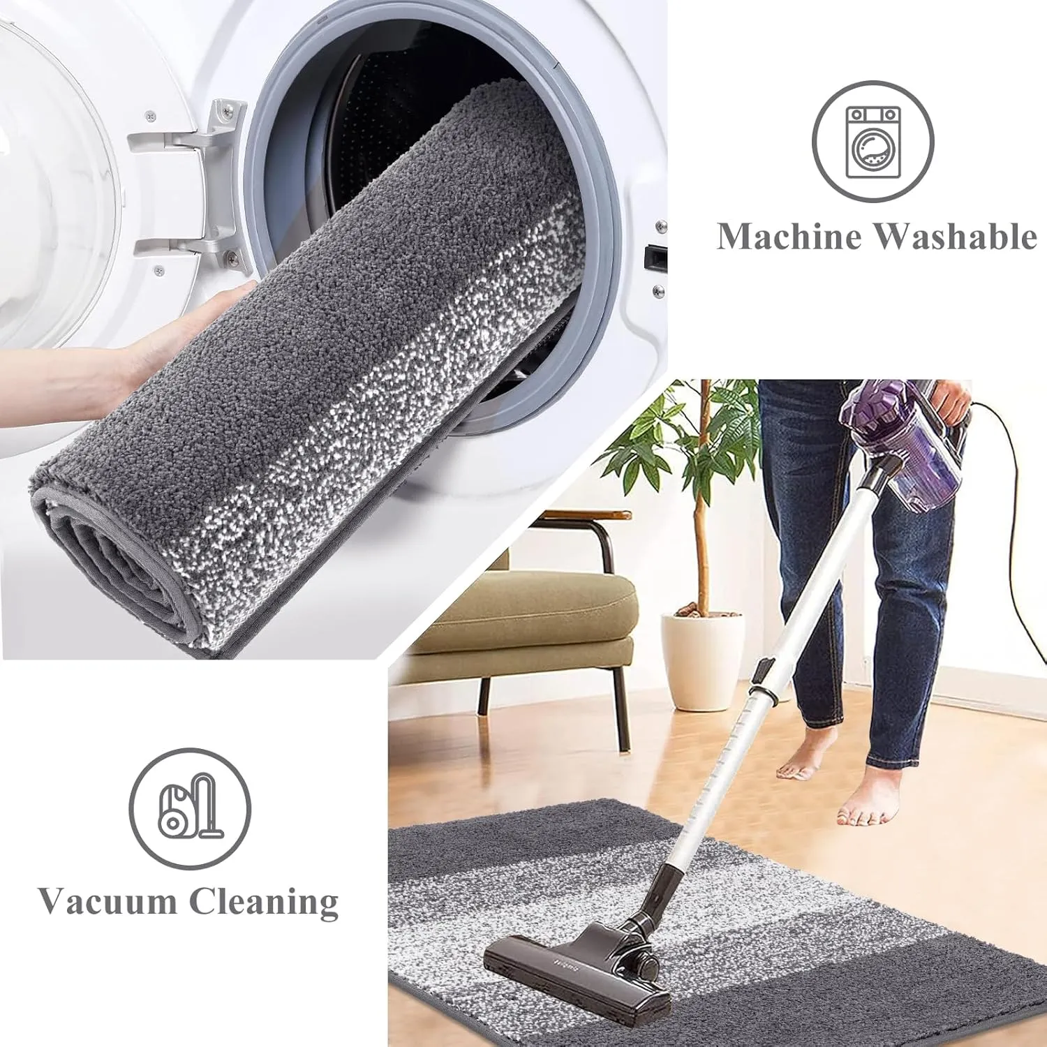 Indoor Doormat Entryway Door Rug, Non Slip Absorbent Mud Trapper Mat Inside Floor Mat, Washable Door Carpet for Entryway (20''x32'', Grey)