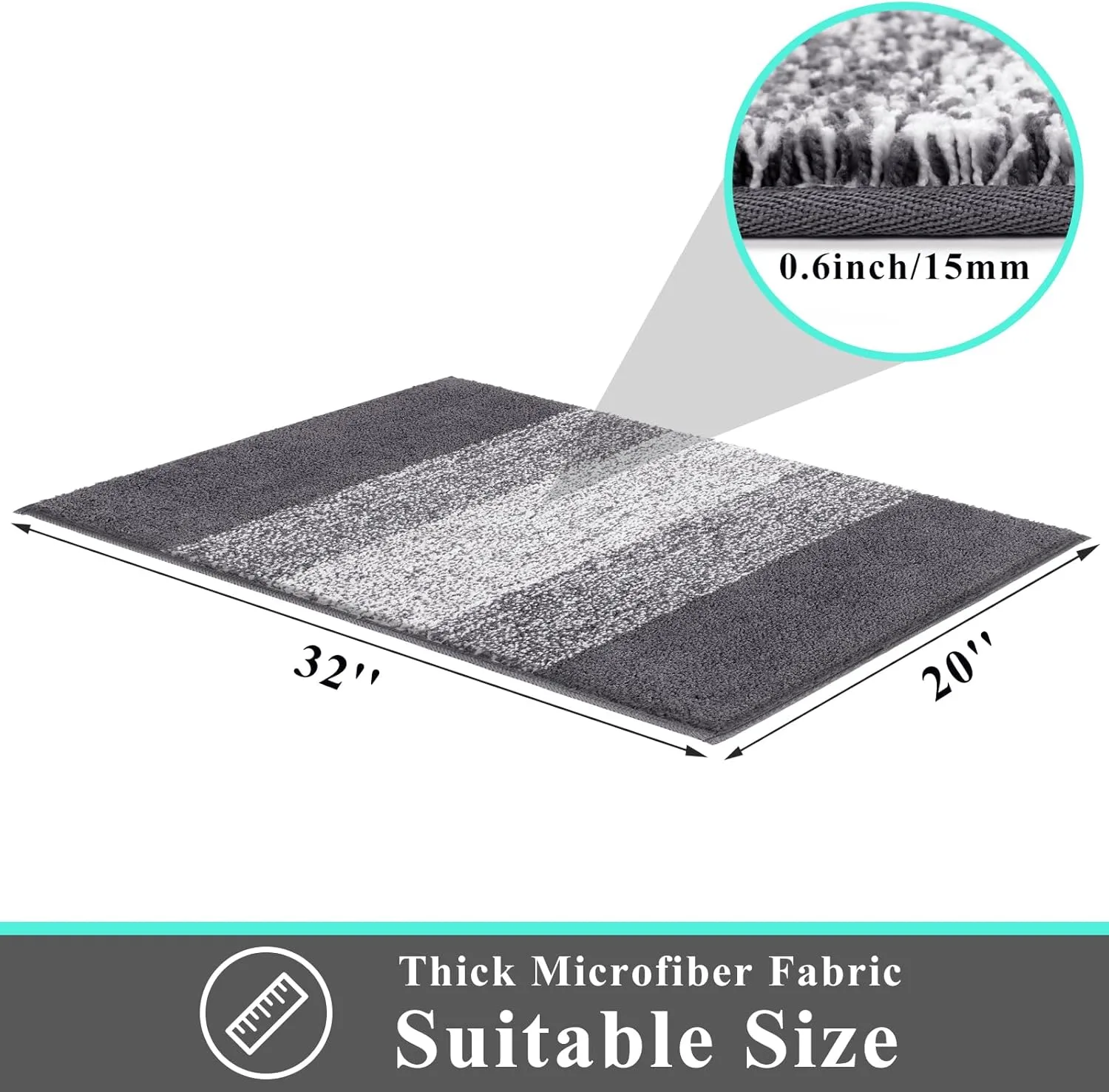 Indoor Doormat Entryway Door Rug, Non Slip Absorbent Mud Trapper Mat Inside Floor Mat, Washable Door Carpet for Entryway (20''x32'', Grey)