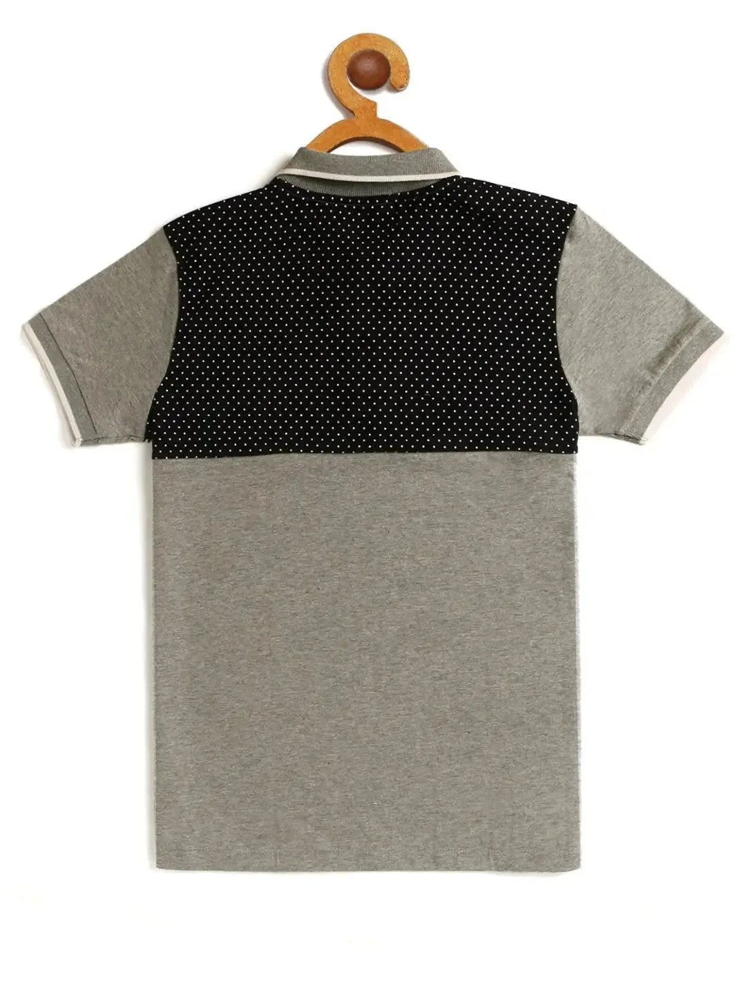 Kids Grey Cut and Sew Polo Cotton T-shirt