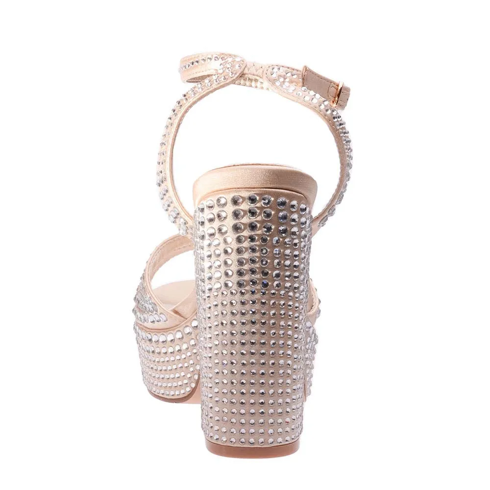 Lady Couture DOLL Champagne Rhinestone Platform Sandal with 4.5" Heel