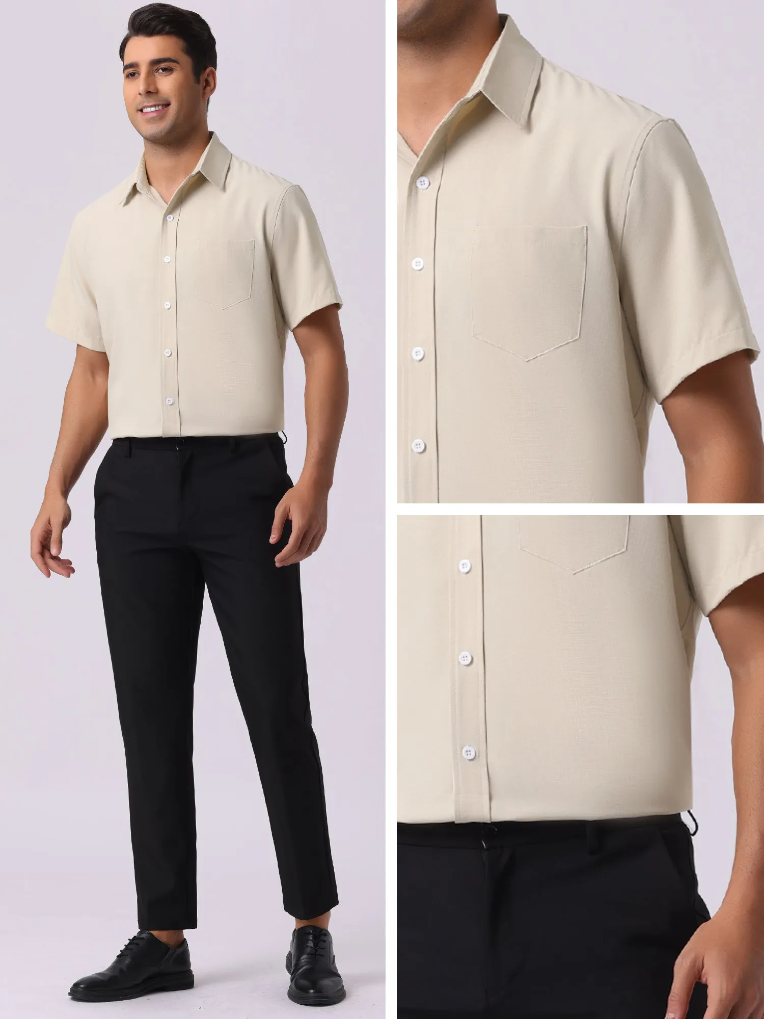 Men's Linen Short Sleeve Button Down Casual Summer Hawaiian Beach Shirts