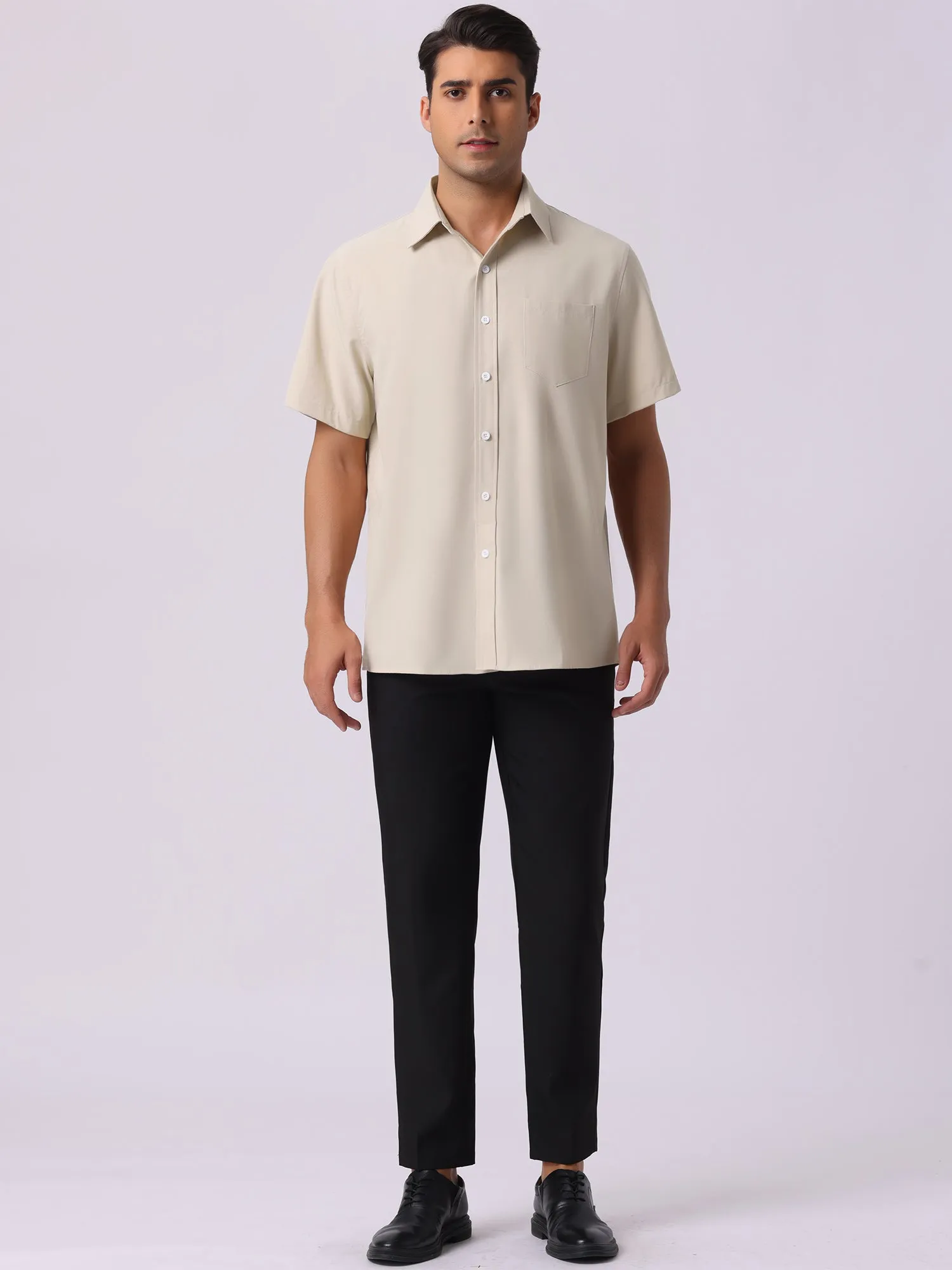 Men's Linen Short Sleeve Button Down Casual Summer Hawaiian Beach Shirts