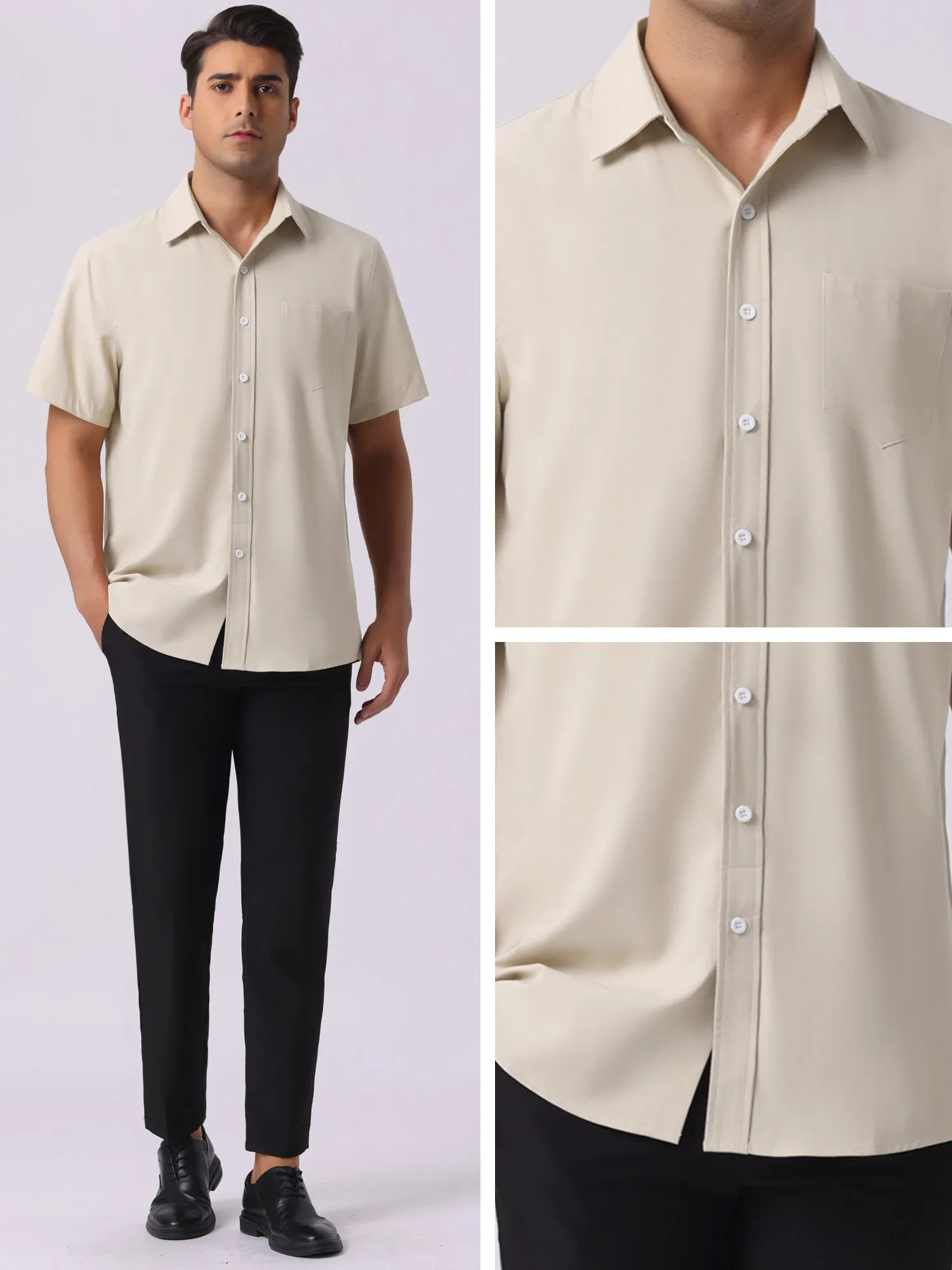 Men's Linen Short Sleeve Button Down Casual Summer Hawaiian Beach Shirts