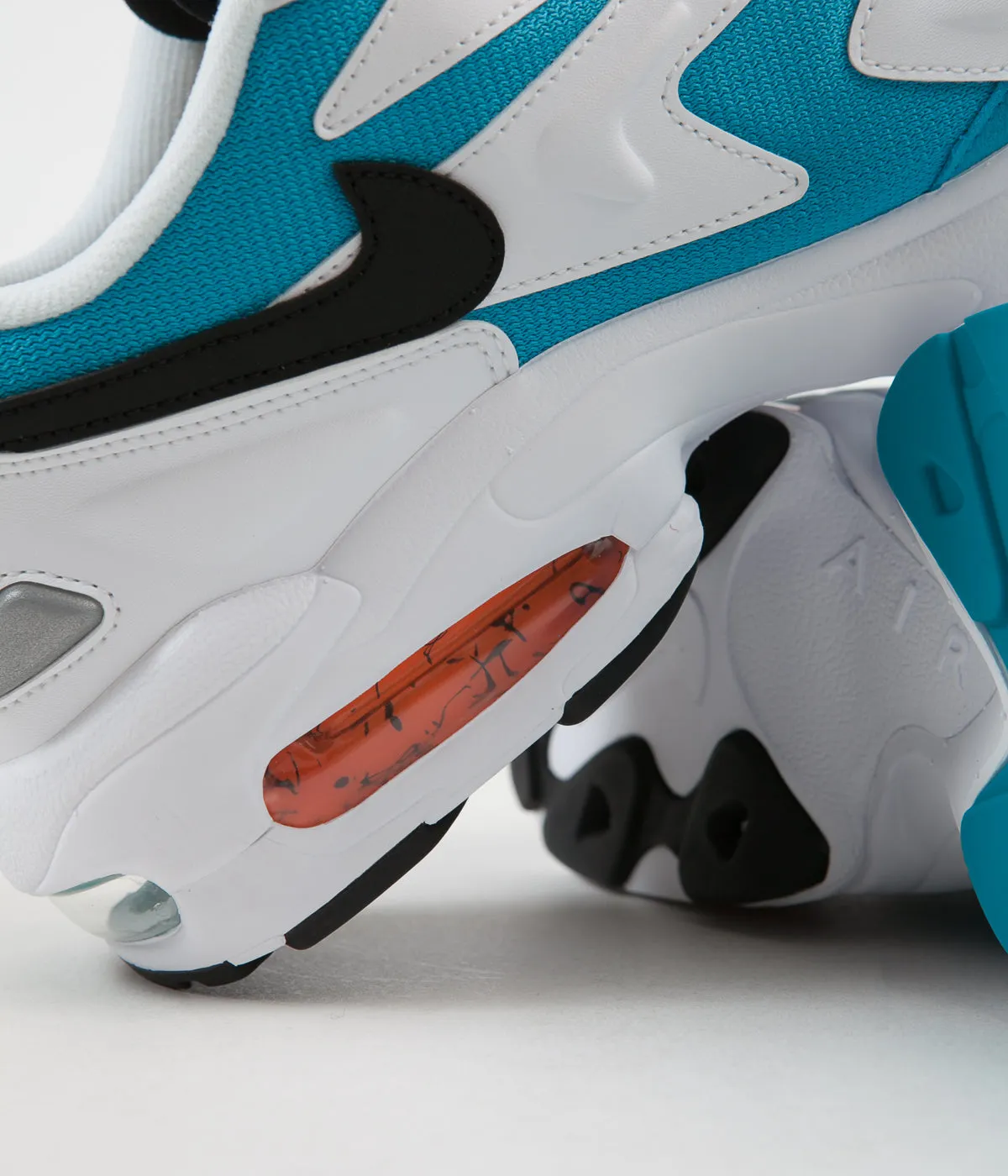 Nike Air Max 2 Light Shoes - White / Black - Blue Lagoon - Laser Orange